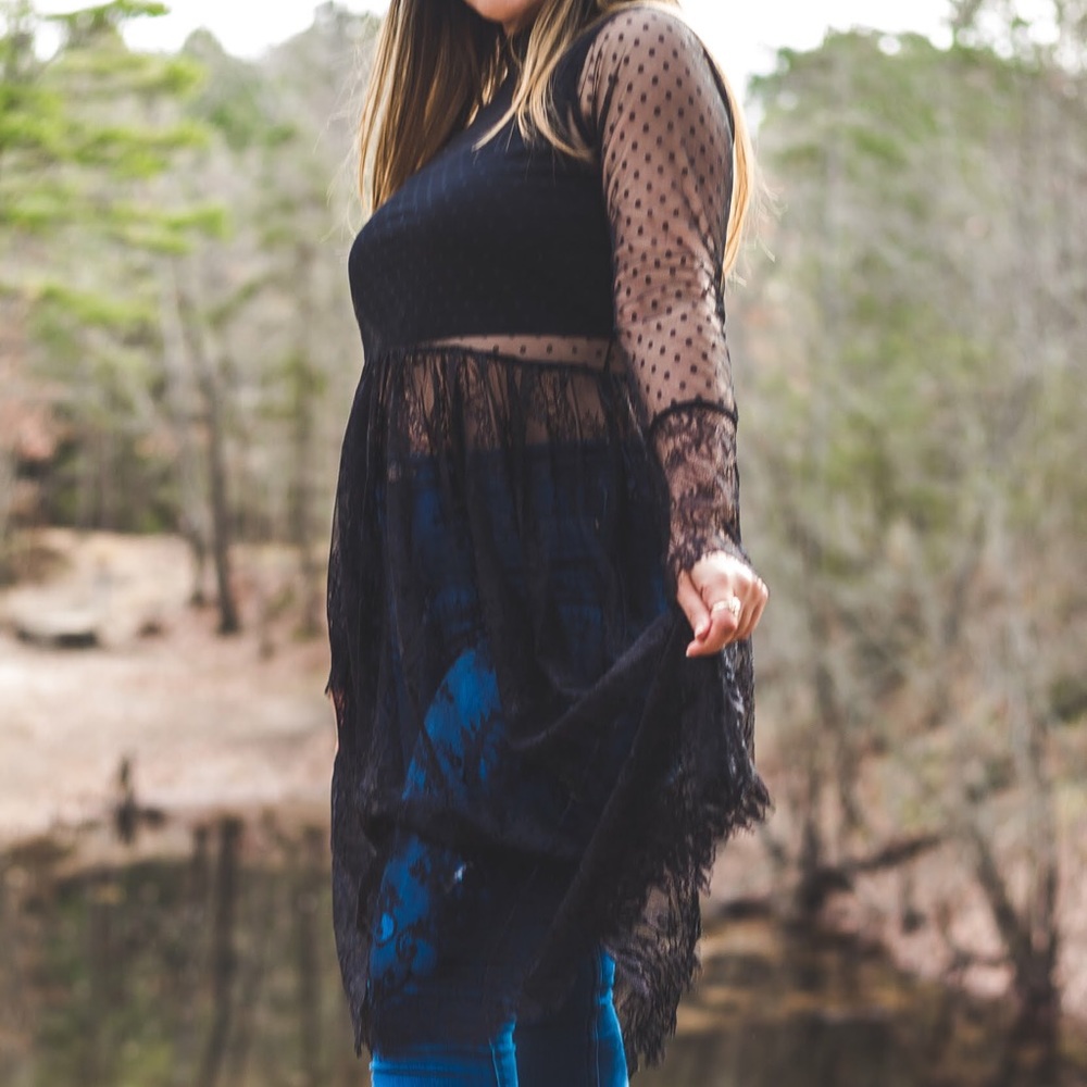 Floral/Polka Dot Lace Maxi Top